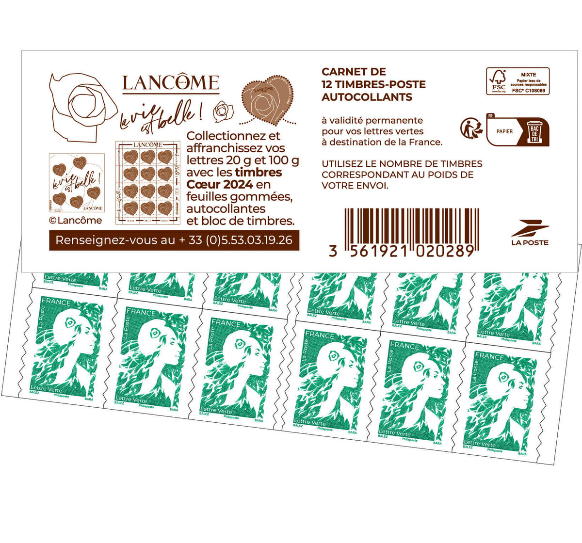 Carnet 12 timbres Marianne de l'avenir - Lettre Verte - Couverture