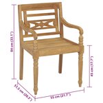 vidaXL Chaises Batavia lot de 2 coussins vert vif Bois de teck massif