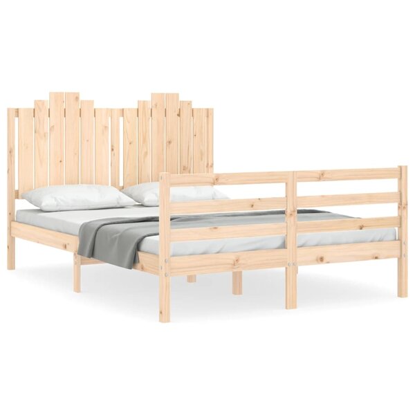 vidaXL Cadre de lit avec tête de lit 140x190 cm bois massif
