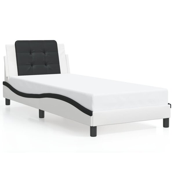 vidaXL Cadre de lit sans matelas blanc et noir 90x200 cm similicuir