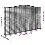 vidaXL Paniers à gabions arqués 3 Pièces 400x30x220/240 cm Fer galvanisé