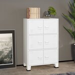 vidaXL Coffre de rangement industriel Blanc 75x40x115 cm Métal