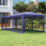 vidaXL Tente de fête avec 8 parois latérales en maille Bleu 3x9 m PEHD