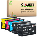 COMETE  Marque française - 963XL - 5 Cartouches d'encre Compatibles avec HP 963 XL - pour Cartouche 963 HP Officejet Pro 9010  9014  9015  9016  9018  9019  9020  9022  9023