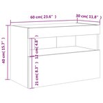 vidaXL Meuble TV mural avec lumières LED chêne sonoma 60x30x40 cm