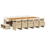 vidaXL Ensemble à manger de jardin et coussins 15 Pièces beige