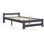 vidaXL Cadre de lit Gris foncé Bois de pin massif 90x200 cm