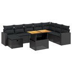 vidaXL Salon de jardin 9 Pièces avec coussins noir résine tressée