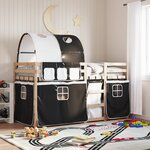 vidaXL Lit superposé avec rideaux blanc/noir 75x190 cm bois pin massif