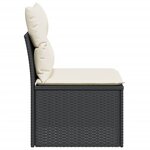 vidaXL Canapé de jardin sans accoudoirs coussins noir résine tressée