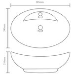 vidaXL Lavabo ovale de luxe à trop-plein Crème mat 58 5x39cm Céramique