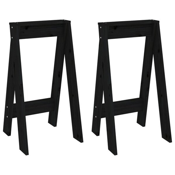 vidaXL Tabourets lot de 2 noir 40x40x75 cm bois massif de pin