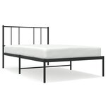 vidaXL Cadre de lit métal avec tête de lit noir 75x190 cm