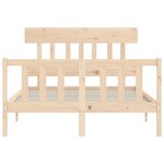 vidaXL Cadre de lit avec tête de lit 140x190 cm bois massif