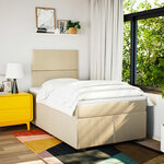 vidaXL Sommier à lattes de lit avec matelas crème 120x190 cm tissu