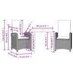 vidaXL Ensemble à manger de jardin 3Pièces coussins gris clair poly rotin