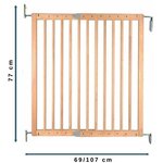 Barrière de sécurité Enfant PRUNE- 69 à 107 cm - Bois - Pivotante - Ouverture facile