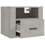 vidaXL Table de chevet murale Gris béton 50x36x40 cm