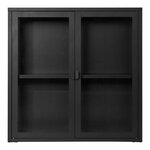 Vitrine suspendue 2 portes vitrées acier noir 80 x 18 x 80 cm