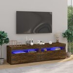 vidaXL Meubles TV avec lumières LED 2 Pièces Chêne fumé 75x35x40 cm