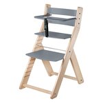 Chaise haute évolutive LUCA naturel et gris