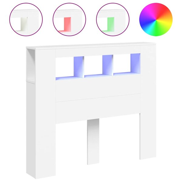 vidaXL Tête de lit à LED blanc 120x18 5x103 5 cm bois d'ingénierie