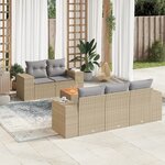 vidaXL Salon de jardin avec coussins 6 Pièces beige résine tressée
