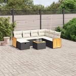 vidaXL Salon de jardin 8 Pièces avec coussins noir résine tressée