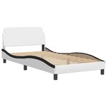 vidaXL Lit avec matelas blanc et noir 100x200 cm similicuir