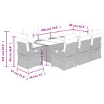 vidaXL Ensemble à manger de jardin et coussins 9 Pièces marron poly rotin