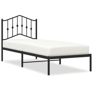 vidaXL Cadre de lit métal avec tête de lit noir 80x200 cm