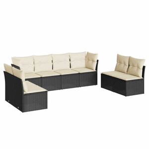 vidaXL Salon de jardin 8 Pièces avec coussins noir résine tressée