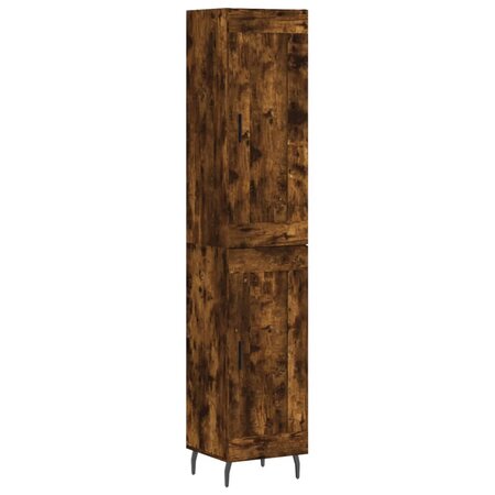 vidaXL Buffet haut Chêne fumé 34 5x34x180 cm Bois d'ingénierie