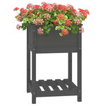 vidaXL Jardinière avec étagère Gris 54x54x81 cm Bois massif de pin