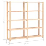 vidaXL Étagères de rangement à 5 niveaux 10Pièces 170x38x170cm Pin 500 kg