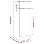 vidaXL Armoire de salle de bain Noir 32x34x90 cm Bois d'ingénierie