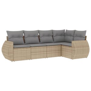 vidaXL Salon de jardin avec coussins 5 Pièces beige résine tressée