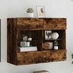 vidaXL Meuble TV mural avec lumières LED chêne fumé 78 5x30x60 5 cm