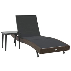 vidaXL Transat avec Table 2 Pièces Marron noir 40 x 40 x 40.5 cm
