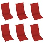 vidaXL Chaises de jardin lot de 6 avec coussins rouge Bois teck massif