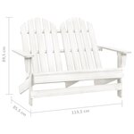 vidaXL Chaise de jardin Adirondack 2 places bois de sapin massif blanc