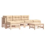 vidaXL Salon de jardin 6 Pièces avec coussins bois massif
