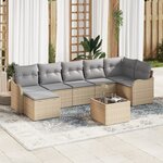 vidaXL Ensemble de Canapés de Jardin 8 Pièces avec Coussins Noir Poly Rotin