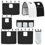 vidaXL Lit superposé avec toboggan et rideaux blanc et noir 90x190 cm