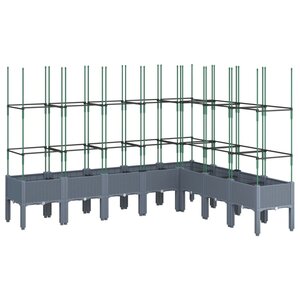 vidaXL Jardinière avec treillis gris 200x160x142 5 cm PP