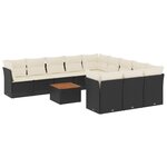 vidaXL Salon de jardin 12 Pièces avec coussins noir résine tressée