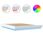 vidaXL Cadre de lit avec lumières LED blanc 160x200 cm bois ingénierie