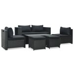 vidaXL Salon de jardin 6 Pièces avec coussins Résine tressée Noir