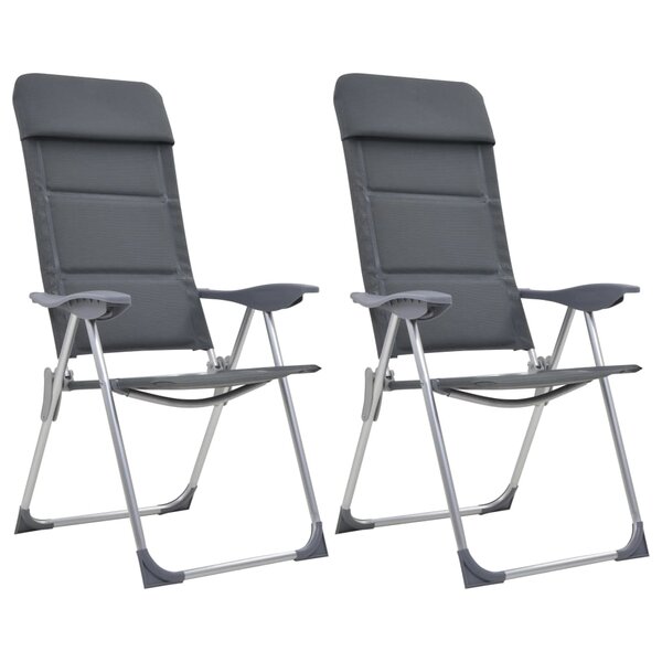 vidaXL Chaise de camping 2 Pièces Gris 58x69x111 cm Aluminium