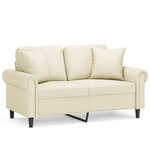 vidaXL Canapé 2 places avec oreillers crème 120 cm similicuir